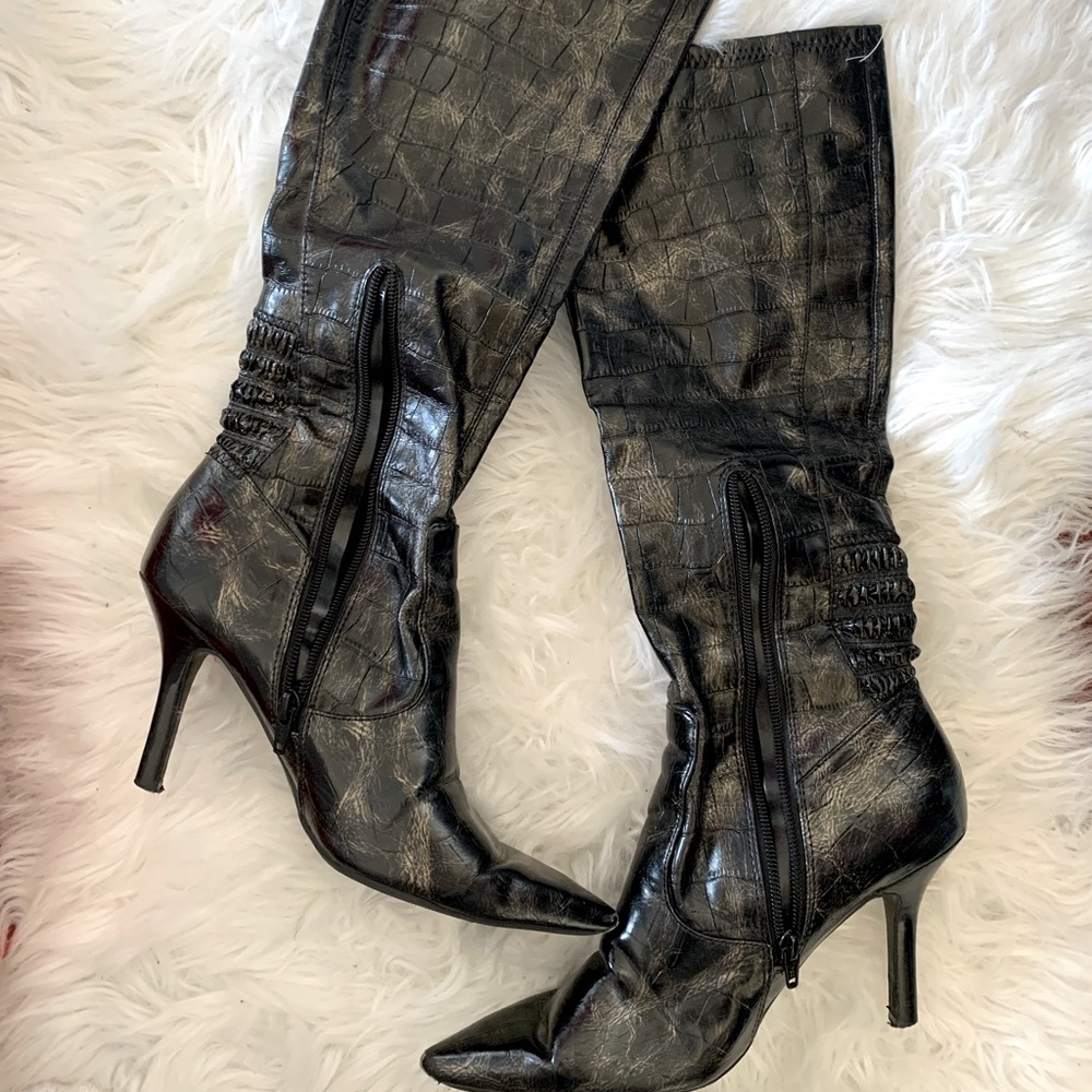 Nine West print knee high boots